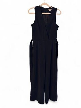 H&M Navy Wide Leg Tie-Waist Jumpsuit – Size 6